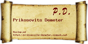 Prikosovits Demeter névjegykártya